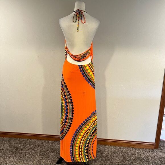 Venus Vibrant Orange Halter Maxi Dress size medium - Picture 5 of 14